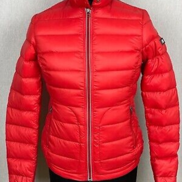 BMW S Women's Duck Down Jacket Size M Red Lightweight Ladies - Picture 1 of 4